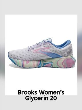 Brooks Women’s Glycerin 20 - White with Pink & Blue Pastel Accents